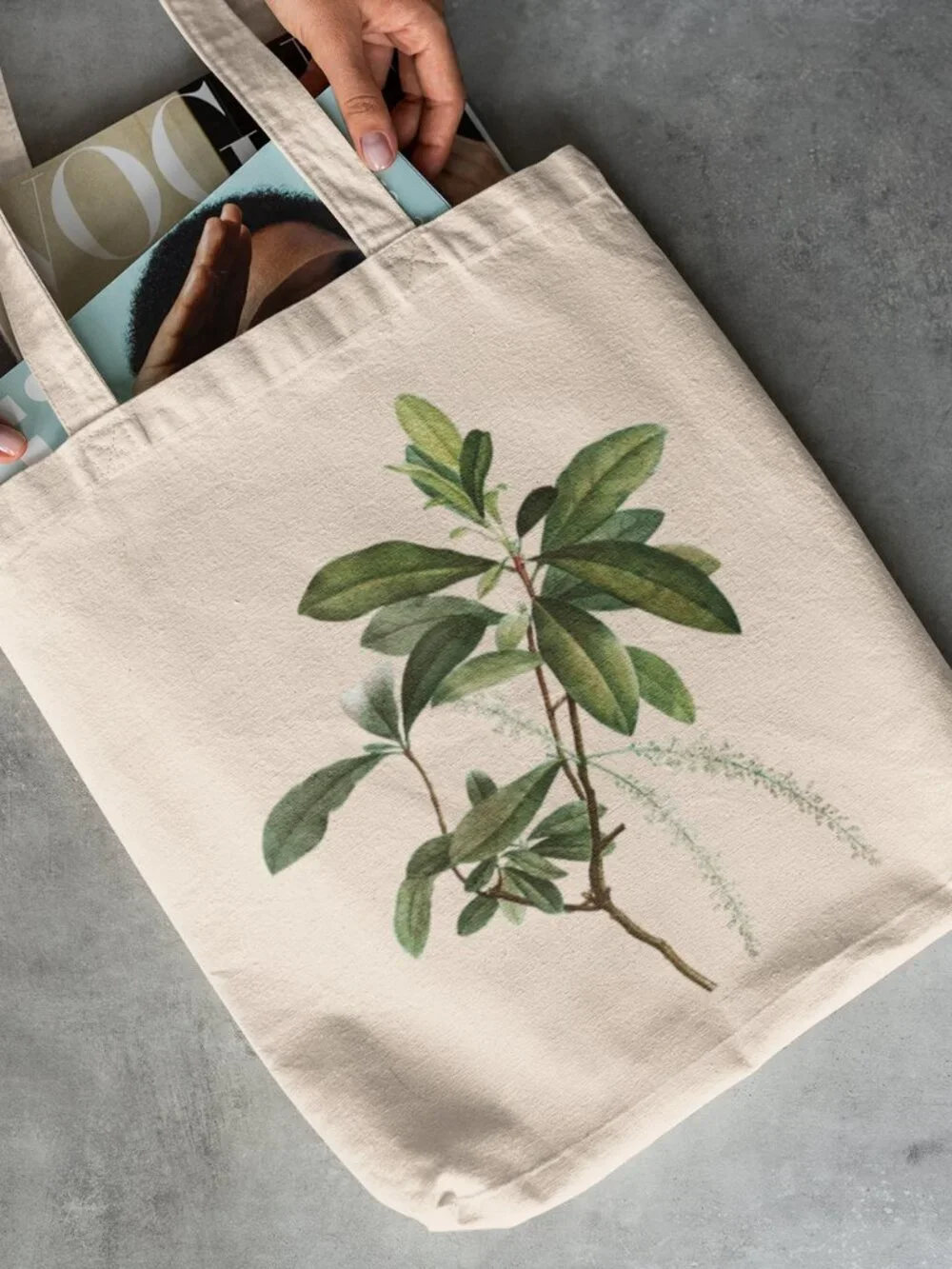 Swamp Titi Vintage Floral Print Graphic Canvas Tote Bag